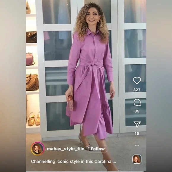 Carolina Herrera Purple Shirtdress ASO Carrie Bradshaw/SJP - Picture 15 of 16